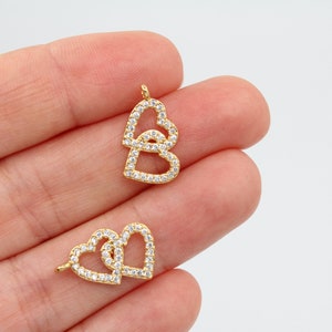 12x18MM 24K Shiny Gold Plated Zircon Pave Heart Pendant ,Zircon Heart Charms, Cubic Zircon Charm, Heart Necklace Pendant, Heart Charm GLD302