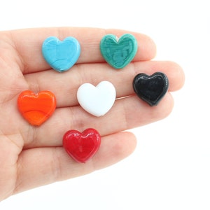 15x15MM Murano Heart Glass Beads, Handmade Heart Charm, Lampwork Beads, Handblown Beads, DIY Glass Heart Bracelet, MRN049