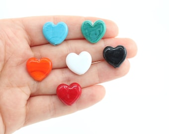 Handmade Murano Glass Heart Beads, Lampwork Charms (15x15MM)
