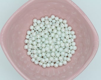 6mm Round Glass Imitation Pearl Beads, Jewelry Making
