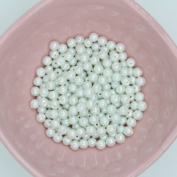 6MM Pearl Beads, White Pearl Beads, Ivory Pearl Beads, Necklace Beads, Round Glass Imitation Pearls, Pearls for Jewelry Making, PEARL6MM