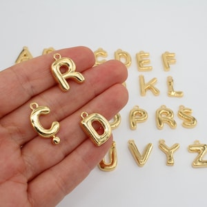 24K Shiny Gold Plated Balloon Letter Charm, Gold Plated Letter Charm, Letter Pendant, Personalized Jewelry, Gold Letter Charm, GLD447