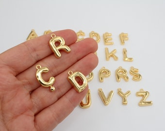 24K Shiny Gold Plated Balloon Letter Charm, Gold Plated Letter Charm, Letter Pendant, Personalized Jewelry, Gold Letter Charm, GLD447