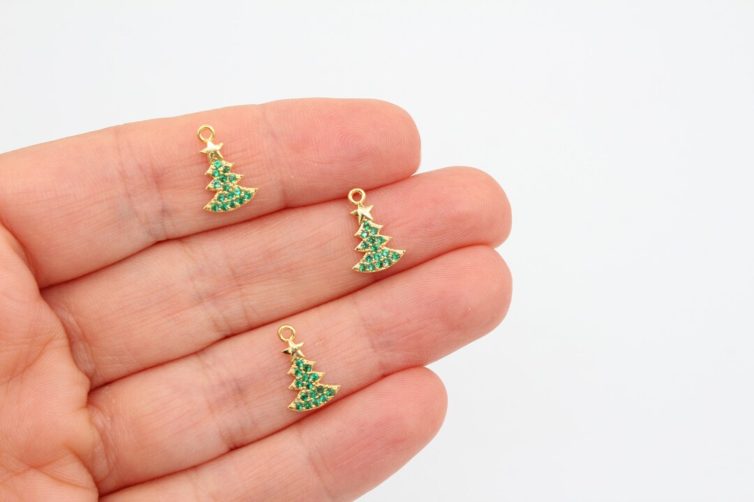 8x12mm 24K Gold Plated Christmas Tree Charm Christmas Etsy