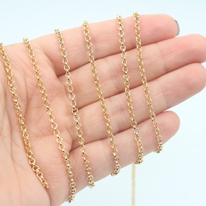 2.5MM 24K Shiny Gold Plated Rolo Chain, Soldered Rolo Chain, Bulk Lot Chain, Gold Chains, Gold Round Link Chain, Gold Plated Chains, CHN007
