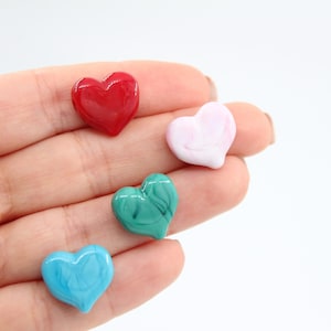 15x15MM Murano Heart Glass Beads, Handmade Heart Charm, Lampwork Beads, Handblown Beads, DIY Glass Heart Bracelet, MRN016