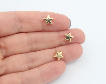 24K Gold Plated Star Connector Beads, Enameled Star Charms (8x8MM)