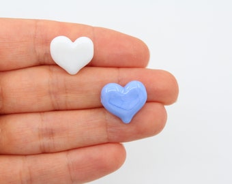 Handmade Murano Glass Heart Beads, Lampwork Charms (15x15MM)
