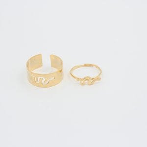 24K Shiny Gold Plated Couple Rings, Adjustable Snake Rings,  Love Rings, Couple Ring, Snake Rings, YZK010