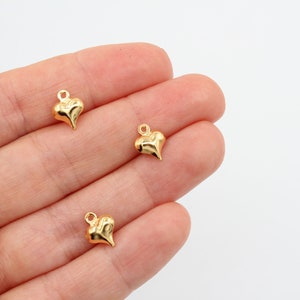 7X10MM 24K Shiny Gold Plated Heart Pendant, Gold Plated Heart Tiny Heart Charm, Heart Charm, Love Charms , Tiny Heart Pendants, GLD478