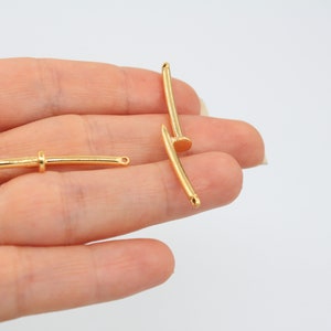 7x46MM 24K Shiny Gold Plated Nail Charm, Nail Pendant, Nail Earrings, Nail Necklace, Gold Plated Nail Pendants, GLD485