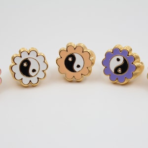 17-18MM 24K Shiny Gold Plated Yinyang Ring, Adjustable ring, Flower Ring, Flower Yinyang Ring YZK003