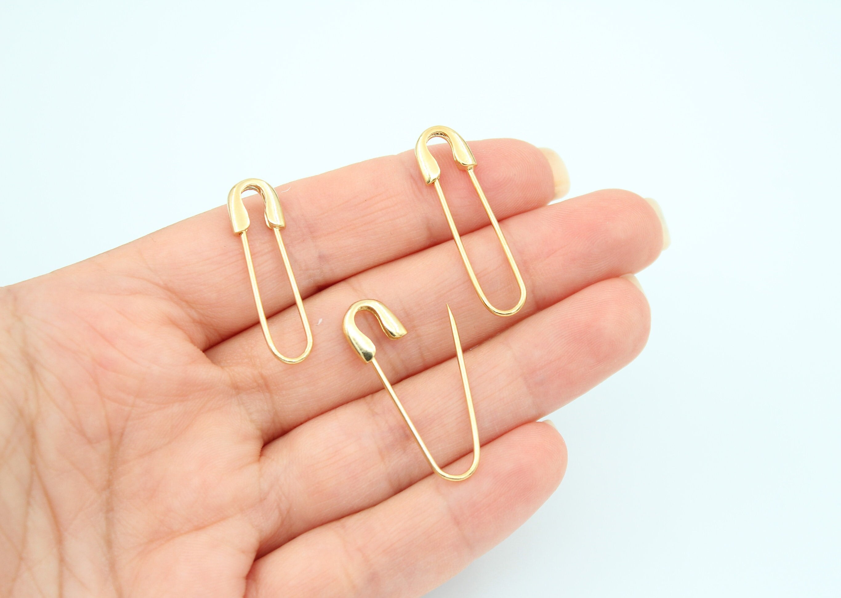 Gold Safety pin Supply Charm sparkly safety pins/ needle earring