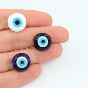 15MM Evil Eye Murano Glass Beads, Handmade Evil Eye Charm, Lampwork Evil Eye Beads, Handblown Beads, DIY Necklace, MRN037