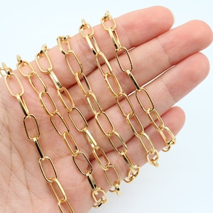 6X12MM 24K Shiny Gold Plated Link Chain, Handmade Chain, Gold Cable Chain, Chunky Chain, Link Chain, Chains, Gold Plated Findings, CHN003