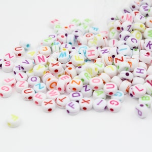 Alfabeto 7MM ABC Beads Mix Color, Acrylic Flat Round Name Beads, Round Beads, Beads for Jewelry Making, Joyería personalizada, LETTER3