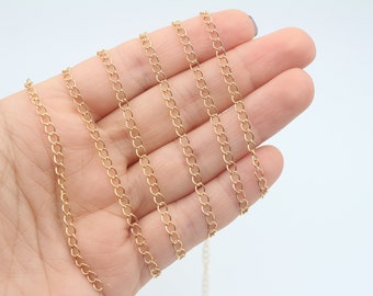 3X4MM 24K Shiny Gold Plated Chain, Gold Plated Extender Chains, Necklace Extender, Gold Plated Chains, Curb Chains, Jewelry Findings, CHN014