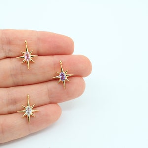 10X19MM 24K Shiny Gold Plated Zircon Pave Pole Star Charms, Polar Star Charm, North Star Necklace Charms, Zircon Pave Charms, GLD201