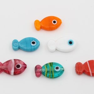 11x21MM Murano Glass Beads, Handmade Fish Charm, Pisces Charm, Lampwork Beads, Handblown Fish Beads, DIY Bracelet, DIY Necklace, MRN001