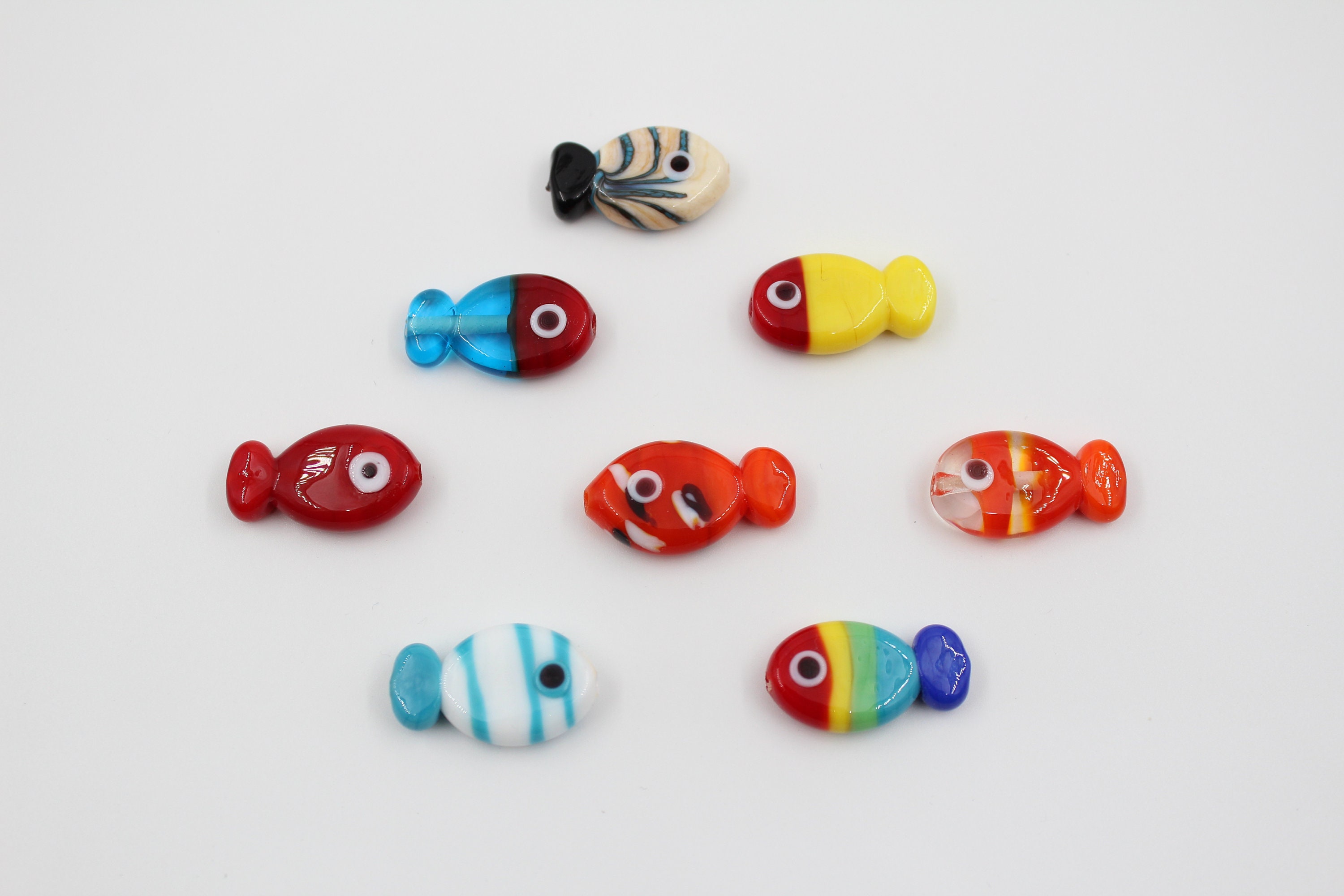 11x21MM Murano Fish Glass Beads, Pisces, Handmade Beads, Lampwork Beads, Handblown Glass Beads, DIY Bracelet, DIY Necklace, MRN017