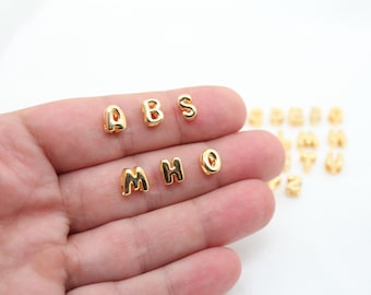 24K Shiny Gold Plated Minimal Balloon Letter Charm,Gold Plated Letter Charm, Letter Pendant, Personalized Jewelry, Gold Letter Charm, GLD503