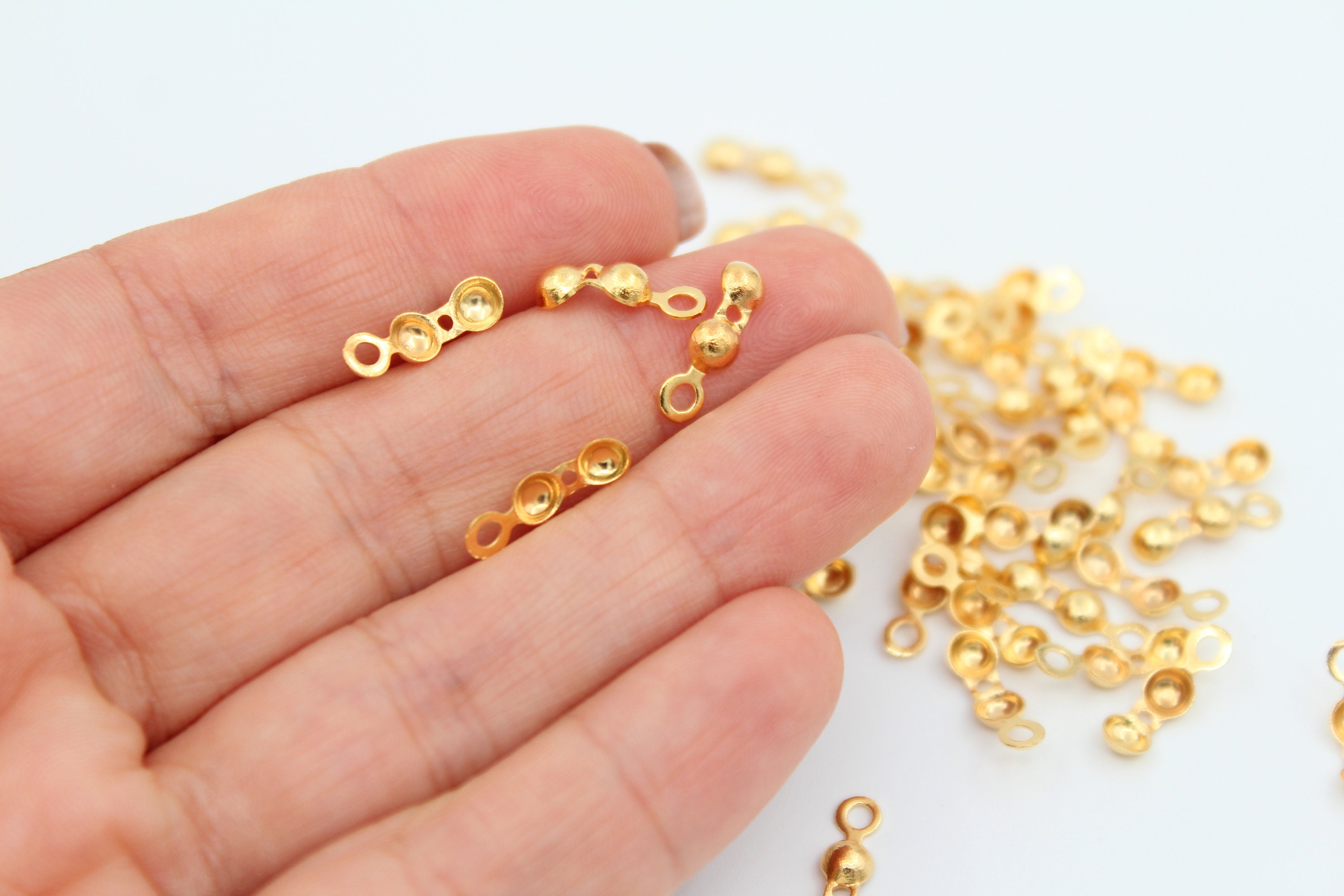 Bead Tips ZK002 Crimps 4x13mm 24 k Shiny Gold Clamshell Bead Tip,Gold Crimp Beads Ball Chain Clasp