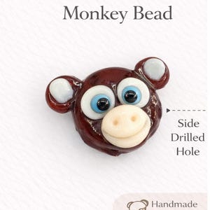 Handmade Murano Glass Monkey Bead, Brown Charm (14x17MM)