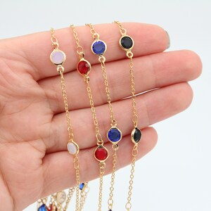 7MM 24K Shiny Gold Plated Crystal Bead Chains, Beaded Chain, Crystal Stone Chain, Gold Plated Chains, Anklet Chain, CHN026