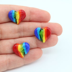 15x15MM Murano Colorfull Heart Glass Beads, Handmade Heart Charm, Lampwork Beads, Handblown Beads, DIY Glass Heart Bracelet, MRN054