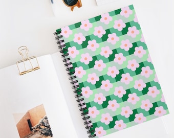 Pink Flower Pattern Spiral Notebook | Ruled Journal
