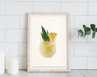 Pineapple Fizz – Tropical Pineapple Drink Art Print for Your Walls