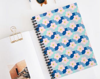 Pink Flower Pattern Spiral Notebook | Ruled Journal