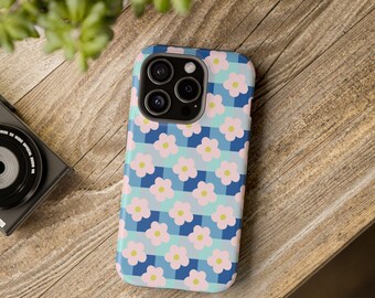 Pastel Floral Gingham Phone Case | Magnetic Impact-Resistant Case