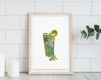 Lemon Mint Surprise – Refreshing Tropical Drink Art Print