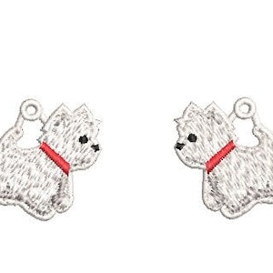 Westie Earrings FSL  Machine Embroidery Design