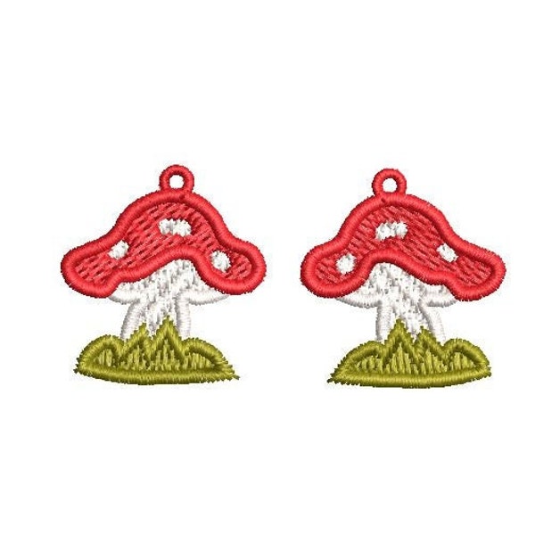 Toadstool FSl  Machine Embroidery Earring Design