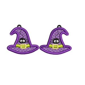 Witches Hat Earrings FSL Machine Embroidery Design