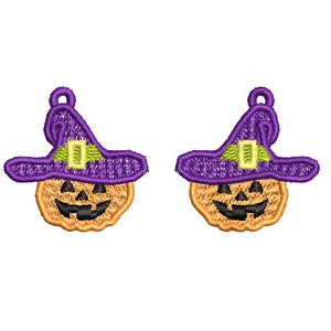Pumpkin Witch Earrings FSl embroidery design