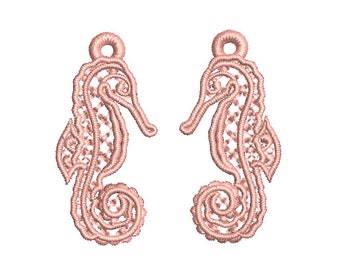 Seahorse FSl Earring Machine Embroidery Design