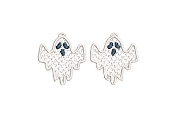 Pendientes bordados FSL de fantasmas de Halloween
