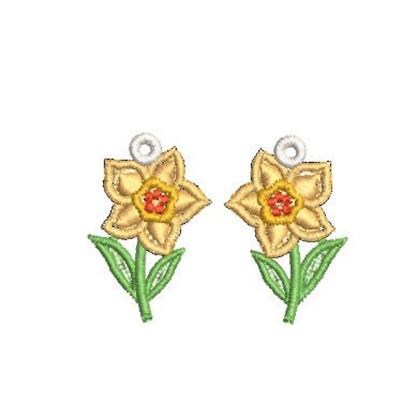 Daffodil earrings FSL Machine Embroidery Design