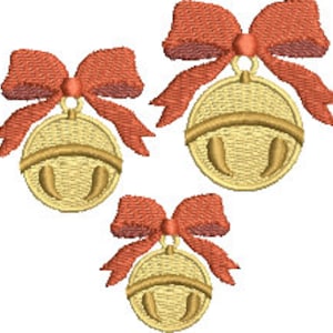 Christmas Bells embroidery design in three sizes