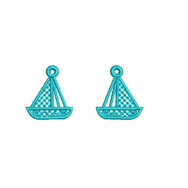 Yacht Free Standing Lace Earrings Machine Embroidery Design