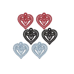 Heart FSL Earrings Machine Embroidery Design for 4x4 hoop