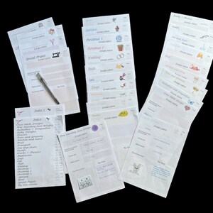 Machine Embroidery design organising Info sheets  A4 Page printable pdf 29 sheets total