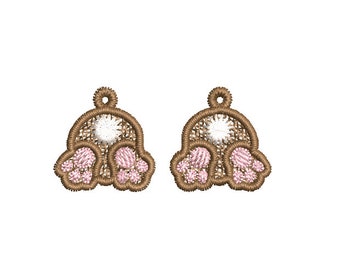 Bunny Tail Free Standing Lace Earrings Machine Embroidery Design