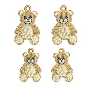 Teddy Bear in two sizes Free Standing Lace Earrings Machine Embroidery Design
