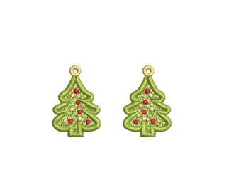 Christmas tree No2  Free Standing Lace Earrings Single pair and multi colour sorted