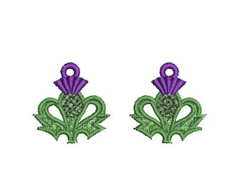 Pendientes de cardo con diseño de bordado a máquina FSL