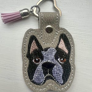 French Bulldog Key fob Embroidery design in 4x4 hoop